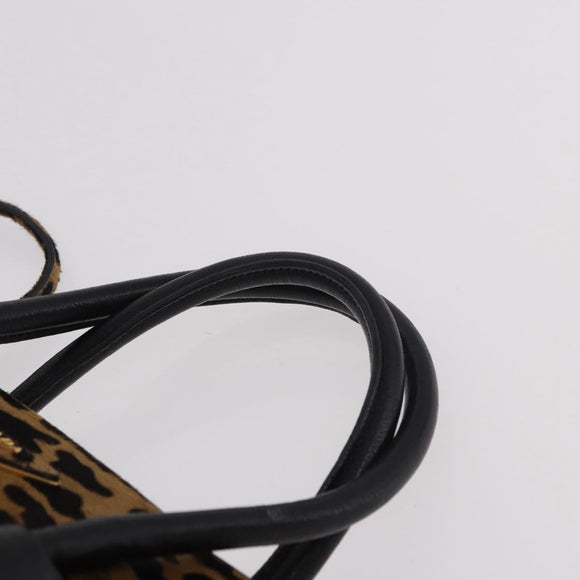 PRADA Hand Bag Harako Leather 2way Brown Gold Auth 185737A