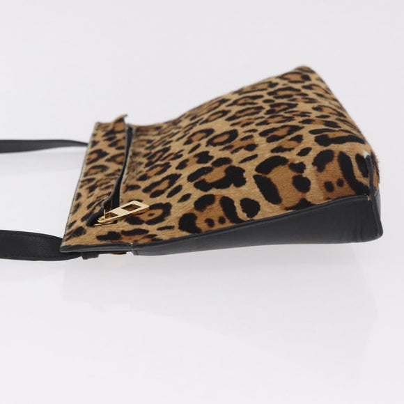 LOEWE Shoulder Bag Harako Leather Brown Gold Auth 185738A