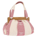 CHANEL Hand Bag Canvas Pink Gold CC Auth 185742A-1