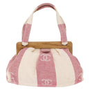 CHANEL Hand Bag Canvas Pink Gold CC Auth 185742A-13