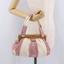 CHANEL Hand Bag Canvas Pink Gold CC Auth 185742A-23
