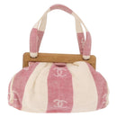 CHANEL Hand Bag Canvas Pink Gold CC Auth 185742A-2