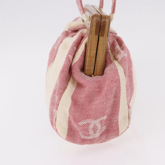 CHANEL Hand Bag Canvas Pink Gold CC Auth 185742A