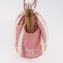 CHANEL Hand Bag Canvas Pink Gold CC Auth 185742A-5