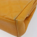 CHANEL Matelasse Chain Shoulder Bag Caviar Skin Yellow Gold CC Auth 185743-11