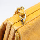 CHANEL Matelasse Chain Shoulder Bag Caviar Skin Yellow Gold CC Auth 185743-16