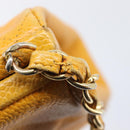 CHANEL Matelasse Chain Shoulder Bag Caviar Skin Yellow Gold CC Auth 185743-18