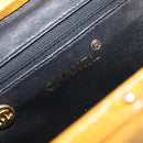CHANEL Matelasse Chain Shoulder Bag Caviar Skin Yellow Gold CC Auth 185743-19