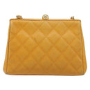CHANEL Matelasse Chain Shoulder Bag Caviar Skin Yellow Gold CC Auth 185743-2