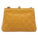 CHANEL Matelasse Chain Shoulder Bag Caviar Skin Yellow Gold CC Auth 185743-3