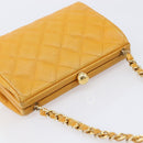 CHANEL Matelasse Chain Shoulder Bag Caviar Skin Yellow Gold CC Auth 185743-6