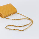 CHANEL Matelasse Chain Shoulder Bag Caviar Skin Yellow Gold CC Auth 185743-7