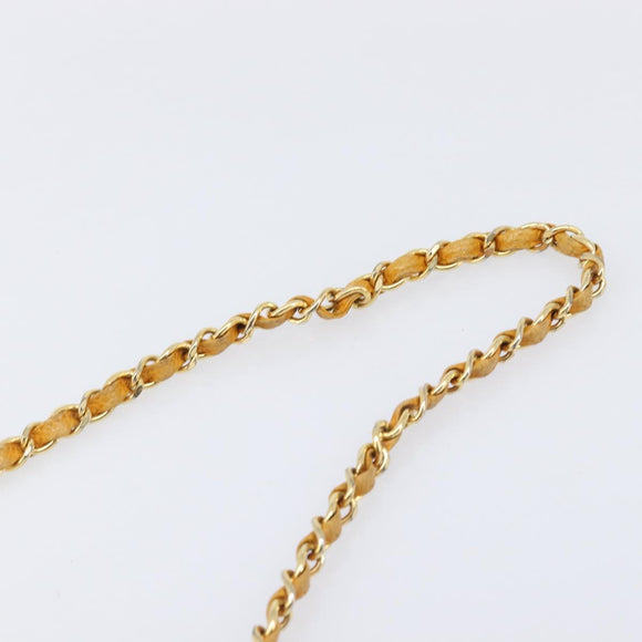 CHANEL Matelasse Chain Shoulder Bag Caviar Skin Yellow Gold CC Auth 185743