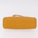 CHANEL Matelasse Chain Shoulder Bag Caviar Skin Yellow Gold CC Auth 185743A-6