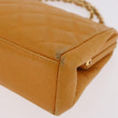 CHANEL Matelasse Chain Shoulder Bag Caviar Skin Yellow Gold CC Auth 185743A-16
