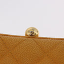 CHANEL Matelasse Chain Shoulder Bag Caviar Skin Yellow Gold CC Auth 185743A-19