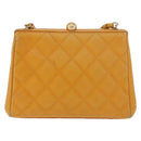CHANEL Matelasse Chain Shoulder Bag Caviar Skin Yellow Gold CC Auth 185743A-13