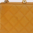 CHANEL Matelasse Chain Shoulder Bag Caviar Skin Yellow Gold CC Auth 185743A-2