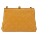 CHANEL Matelasse Chain Shoulder Bag Caviar Skin Yellow Gold CC Auth 185743A-3