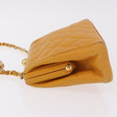 CHANEL Matelasse Chain Shoulder Bag Caviar Skin Yellow Gold CC Auth 185743A-5