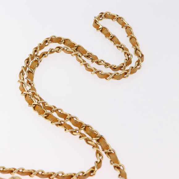 CHANEL Matelasse Chain Shoulder Bag Caviar Skin Yellow Gold CC Auth 185743A