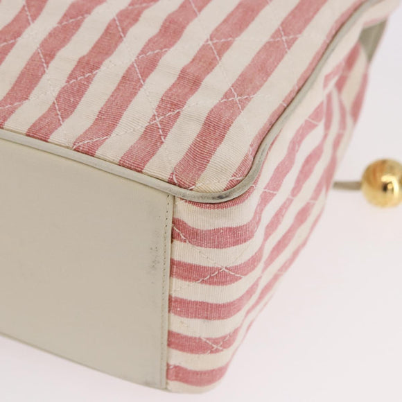 CHANEL Big Matelasse Chain Shoulder Bag Canvas Pink Gold CC Auth 185745SAV