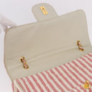 CHANEL Big Matelasse Chain Shoulder Bag Canvas Pink Gold CC Auth 185745SAV-19