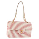 CHANEL Grote Matelasse Ketting Schoudertas Canvas Roze Goudkleurige CC Auth 185745SAV-1