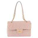 CHANEL Big Matelasse Chain Shoulder Bag Canvas Pink Gold CC Auth 185745SAV-13