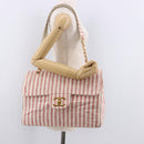 CHANEL Big Matelasse Chain Shoulder Bag Canvas Pink Gold CC Auth 185745SAV-28