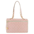 CHANEL Big Matelasse Chain Shoulder Bag Canvas Pink Gold CC Auth 185745SAV-2
