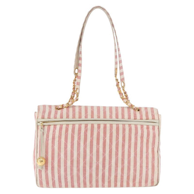 CHANEL Big Matelasse Chain Shoulder Bag Canvas Pink Gold CC Auth 185745SAV - 0