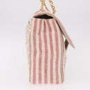 CHANEL Big Matelasse Chain Shoulder Bag Canvas Pink Gold CC Auth 185745SAV-4