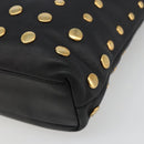 PRADA Hand Bag Leather Black Gold Auth 185746A-9