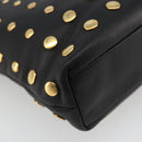 PRADA Hand Bag Leather Black Gold Auth 185746A-16