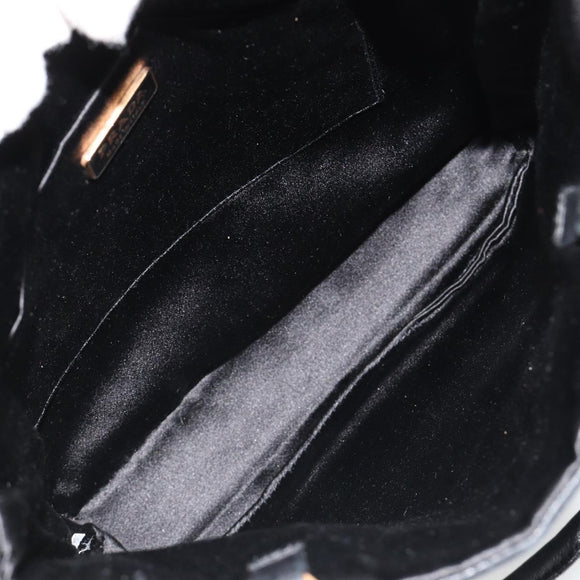 PRADA Hand Bag Leather Black Gold Auth 185746A