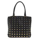 PRADA Hand Bag Leather Black Gold Auth 185746A-13