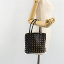 PRADA Hand Bag Leather Black Gold Auth 185746A-21