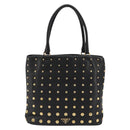 PRADA Hand Bag Leather Black Gold Auth 185746A-2