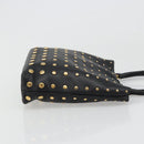 PRADA Hand Bag Leather Black Gold Auth 185746A-3