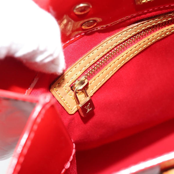 LOUIS VUITTON Monogram Vernis Reade MM Hand Bag Red Rouge M91086 LV Auth 185756