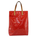 LOUIS VUITTON Monogram Vernis Reade MM Hand Bag Red Rouge M91086 LV Auth 185756-13