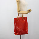 LOUIS VUITTON Monogram Vernis Reade MM Hand Bag Red Rouge M91086 LV Auth 185756-21