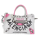 BALENCIAGA Classic Mini City Graphics Bag Leather 2way 431621 Auth 185758SAM-13