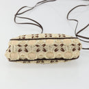 PRADA Coin Purse Shoulder Pouch Canvas Beige Silver Auth 185760SAV-5