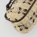 PRADA Coin Purse Shoulder Pouch Canvas Beige Silver Auth 185760SAV-16