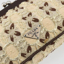 PRADA Coin Purse Shoulder Pouch Canvas Beige Silver Auth 185760SAV-19