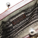 PRADA Coin Purse Shoulder Pouch Canvas Beige Silver Auth 185760SAV-21