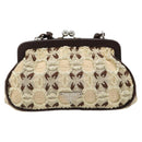 PRADA Coin Purse Shoulder Pouch Canvas Beige Silver Auth 185760SAV-2