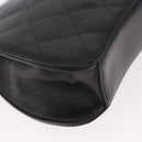 CHANEL Matelasse Chain Hand Bag Lamb Skin Black Silver CC Auth 185765-12